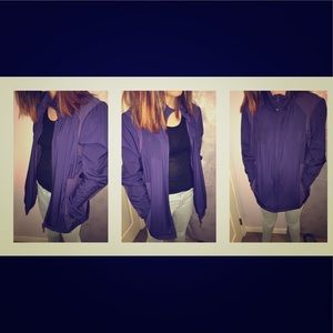 Deep purple, zip up wind breaker.